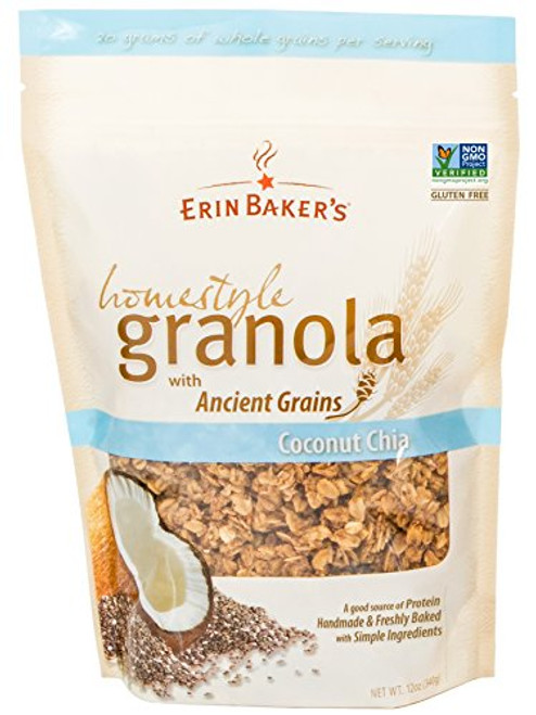 Erin Baker s Homestyle Granola Coconut Chia GlutenFree Ancient Grains Vegan NonGMO Cereal 12ounce bag