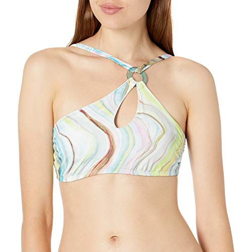 Bikini Lab Junior s Shoulder Cut Out Bikini Swimsuit Top Multi//New Wave S