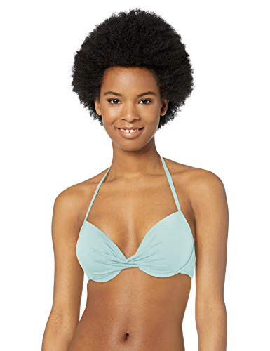 Bikini Lab Junior s Underwire Halter Hipster Bikini Swimsuit Top Seafoam M