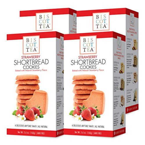 BISCOTTEA Strawberry Shortbread Cookie Pack of 4