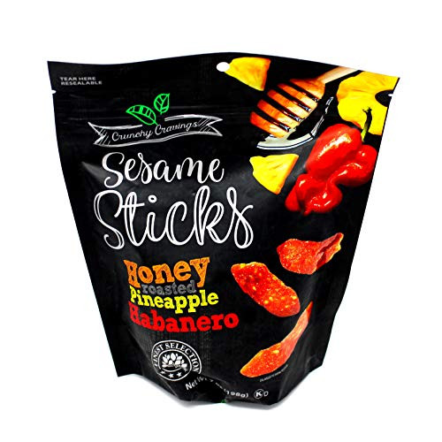 Crunchy Cravings Sesame Sticks  Honey Roasted Pineapple Habanero Flavors 7 oz 198g