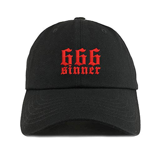 Black Baseball Hats for Men Dad Caps with Embroidery Adjustable Hat 666 Sinner