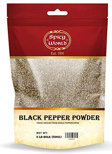 Spicy World Ground Black Pepper Powder 5 Pound Bulk  Table Grind