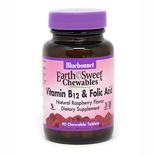BlueBonnet Earth Sweet Vitamin B12 and Folic Acid Chewable Tablets Raspberry 90 Count BlueBonnet Earth Sweet Vitamin B12 and Folic Acid Chewable Tablets Raspberry 90 Count