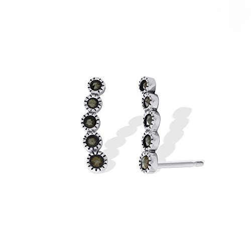 Boma Jewelry Sterling SIlver Marcasite Bar Ear Crawler Stud Earring