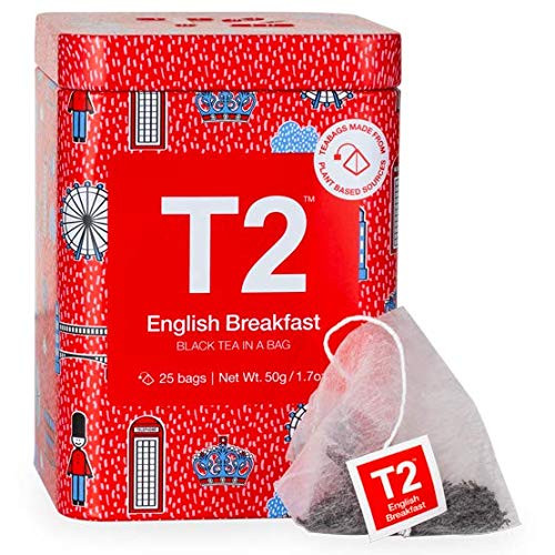 T2 English Breakfast Black Tea Bag in Icon Tin 25Count