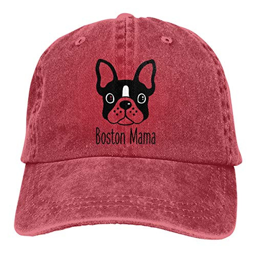 Women s Baseball Cap Boston Mama Dog Mom Vintage Distressed Unstructured Dad Hat