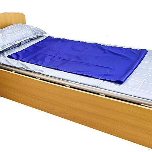 HNYG Reusable Flat Slide Sheet for Patient Transfer Turning and Repositioning in Beds Hospitals and Home Care Sliding Draw Sheets to Assist Moving Elderly and Disabled Blue 110x70 cm