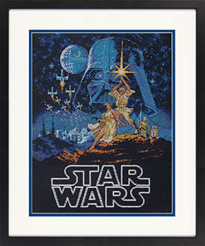 Dimensions Star Wars Luke Skywalker and Princess Leia Cross Stitch Kit Black 14 Count Aida 11  x 14