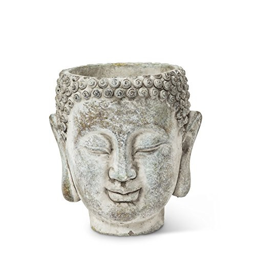 Abbott Collection 27DHARMA/350 SM Small Buddha Head Planter Grey