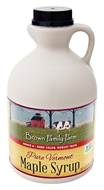 Brown Family Farm Maple Syrup Pure Vermont Grade A Dark Color Robust Taste 32Fluid Ounce