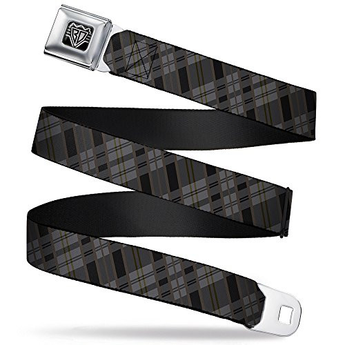 BuckleDown Seatbelt Belt  Plaid Gray/Black/Brown  1 0  Wide  2036 Inches in Length