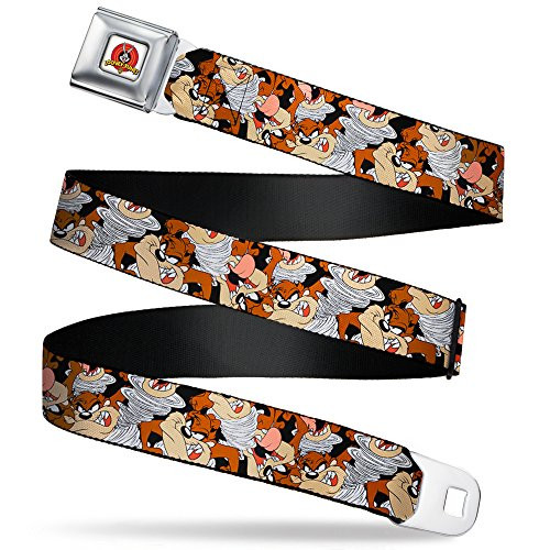 BuckleDown Men s Seatbelt Belt Tasmanian Devil Taz Kids Vortex Poses Stacked Charcoal 1 0  Wide2036 Inches