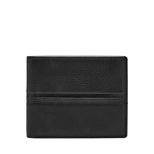 Fossil Men s Roger Leather Bifold Flip ID Wallet Black