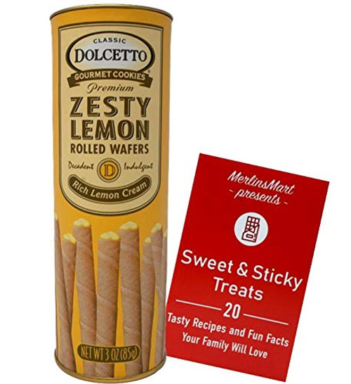 Dolcetto Premium Zesty Lemon Cream Filled Rolled Wafers Gourmet Cookies Pack of 12 Plus 1 Recipe Booklet Gift Bundle 3 Ounces Dolcetto Premium Zesty Lemon Cream Filled Rolled Wafers Gourmet Cookies Pack of 12 Plus 1 Recipe Booklet Gift Bundle 3 Ounces