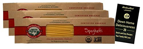 Montebello Organic Italian Pasta  Spaghetti 16 Ounces  3 Count Plus Recipe Booklet Bundle