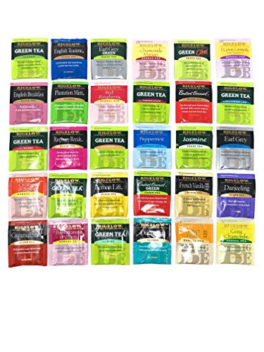 BIGELOW Tea Assorted Sampler in Fusion Select Gift Box 120 Individually Foil Wrapped Bags 30 Different Flavors  Green Teas Herbal Teas Black Teas and More