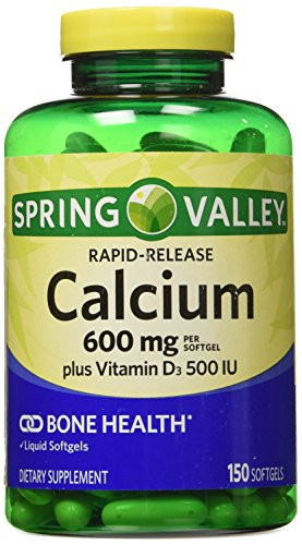 Spring Valley  Calcium Liquid Filled Absorbable 150 Softgels 600mg Plus Vitamin D3