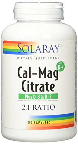Solaray CalMag Citrate 21 with D3  K2 Capsules  180 Count