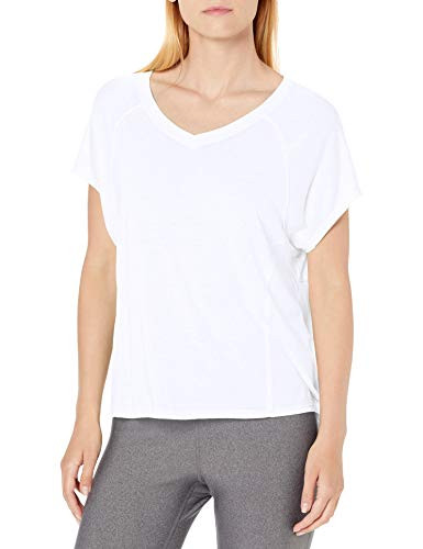 Calvin Klein Women s ICY Wash Split Back Seamed Tee White Small