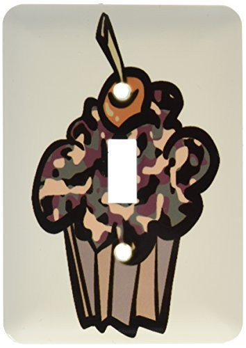3dRose lsp1069251 Camouflage Camo Pattern Cupcake Single Toggle Switch Multicolor