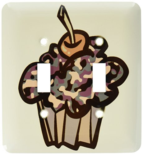 3dRose lsp1069252 Camouflage Camo Pattern Cupcake Double Toggle Switch Multicolor