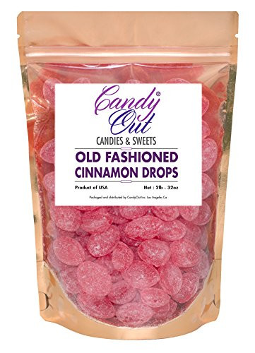 Cinnamon Drops 2 Pounds Old Fashioned Hard Candy in CandyOut Sealed Stand Up Bag