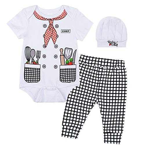 Paddy Field Baby Girls Boys Chef Costume Bodysuit Chef 612 months