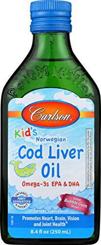 Carlson  Kid s Cod Liver Oil 550 mg Omega3s Vitamins A  D3 Wild Norwegian Bubble Gum 250 mL