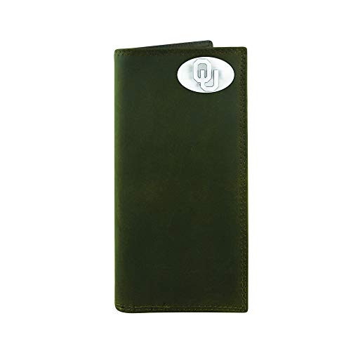 NCAA Oklahoma Sooners Light Brown Crazyhorse Leather Roper Concho Wallet One Size