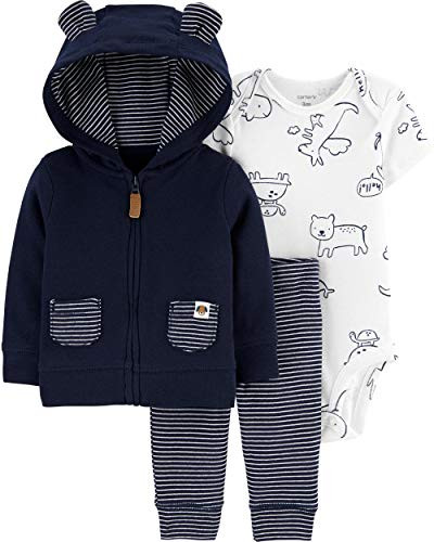 Carter s 3Piece Babyboy Little Jacket Set Animals Black/White nb