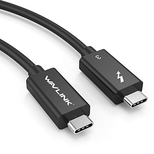 [Thunderbolt 3 Certified] Wavlink Passive 40Gbps Thunderbolt 3 USB C Cable 1.65 Feet Support 100W Charging and 4K @ 60Hz video Resolution (Not Compatible with USB-C ports without the Thunderbolt Logo)