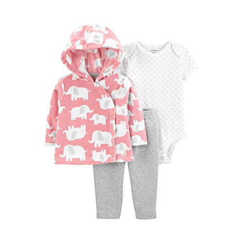Carter s Baby Girls  3Piece Little Jacket Set 12 Months Pink/Heather/Elephant
