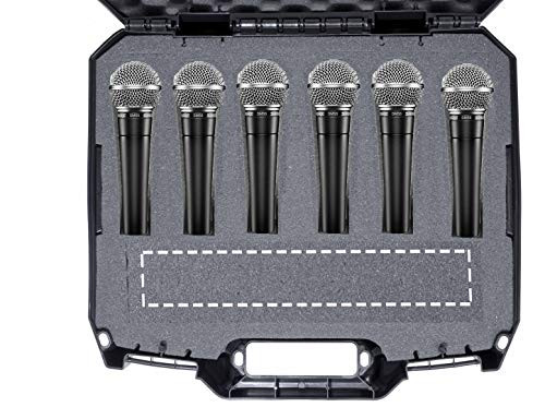 Case Club Cardioid Dynamic and Vocal Microphone Hard Case with Dense Internal Customizable Foam Fits 6 Shure Microphones SM58 SM57 Beta 58A PG48 PGA58 and More