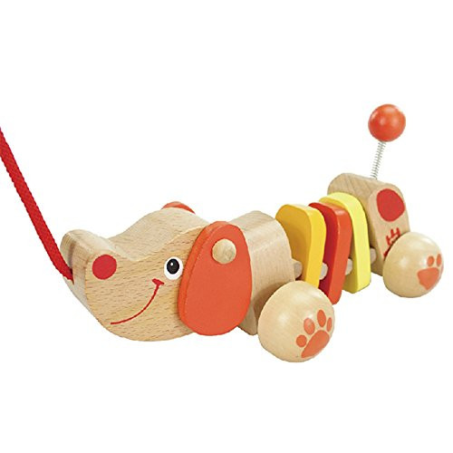london-kate Deluxe Push and Pull-A-Long Puppy Wooden Pull Toy