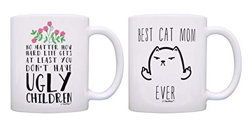 Cat Meme Gifts Ugly Children Best Cat Mom Ever Cat Gag Gifts 2 Pack Coffee Mugs Tea Cups 11oz Mugs Cat Meme Gifts Ugly Children Best Cat Mom Ever Cat Gag Gifts 2 Pack Coffee Mugs Tea Cups 11oz Mugs