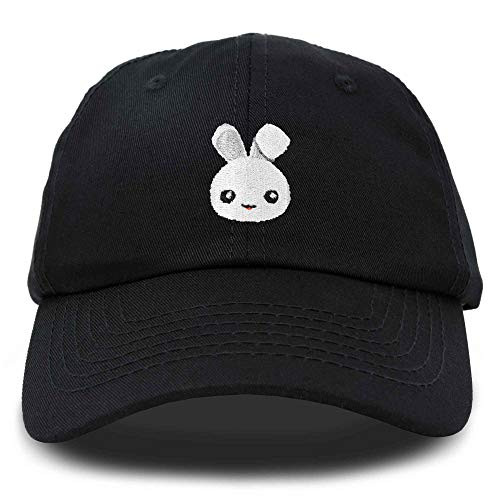 DALIX Cute Bunny Dad Hat Cotton Twill Baseball Cap Embroidered DesignBlackMedium