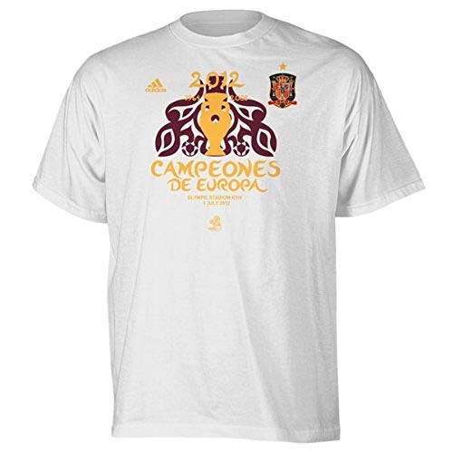 adidas Spain Soccer White Soccer UEFA Euro Cup 2012 Champions TShirt Small
