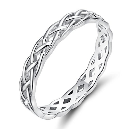 SOMEN TUNGSTEN 925 Sterling Silver Ring 4mm Eternity Celtic Knot Wedding Band for Women Size 6