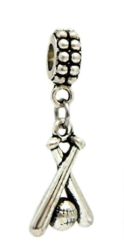 JM Dangle Baseball Bats with Ball Charm Bead for Charms Bracelets