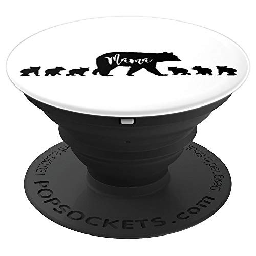 Mama Bear with 6 Six Cubs Mom Mother Fun Gift PopSockets Grip and Stand for Phones and Tablets