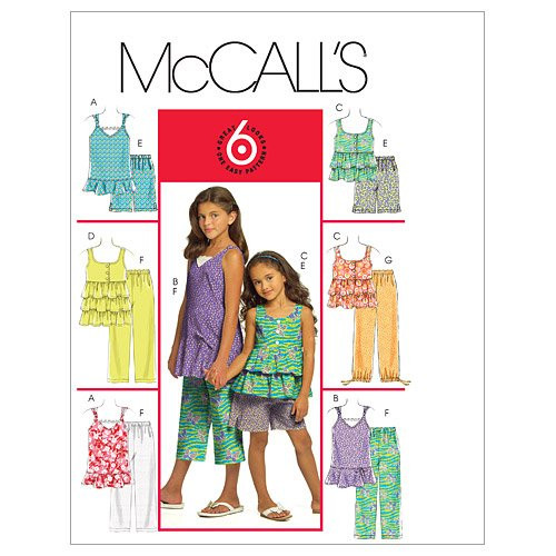 McCall s Patterns M5573 Children s/Girls  Tops Shorts and Capri Pants Size CX XSMSML