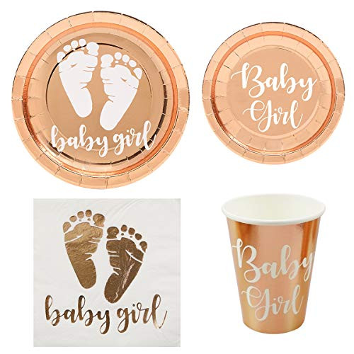 Cieovo Sweet Baby Girl Party Supplies Set for 16 Guests Including Dinner Plates Dessert Plates Lunch Napkins Cups for Baby Shower Birthday Party Decorations Cieovo Sweet Baby Girl Party Supplies Set for 16 Guests Including Dinner Plates Dessert Plates Lunch Napkins Cups for Baby Shower Birthday Party Decorations
