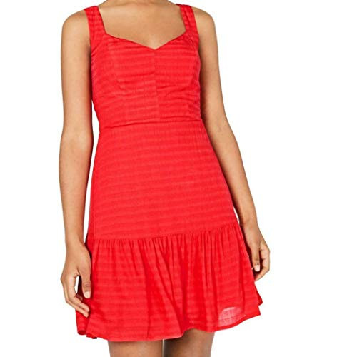 City Studio Womens Juniors Sleeveless Ruffled Mini Dress Red S