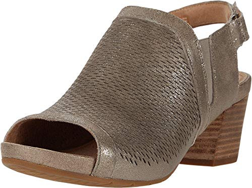 Clarks Women s Un Palma Go Heeled Sandal Pewter Metallic Leather 10