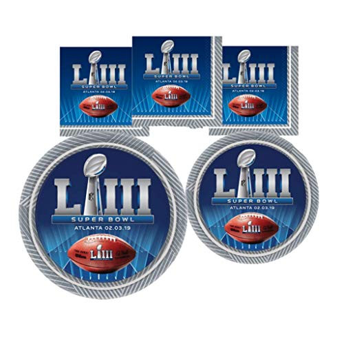 Super Bowl 53 LIII 2019 NFL Football Party Supply Pack! Bundle Includes Paper Plates & Napkins for 8 Guests