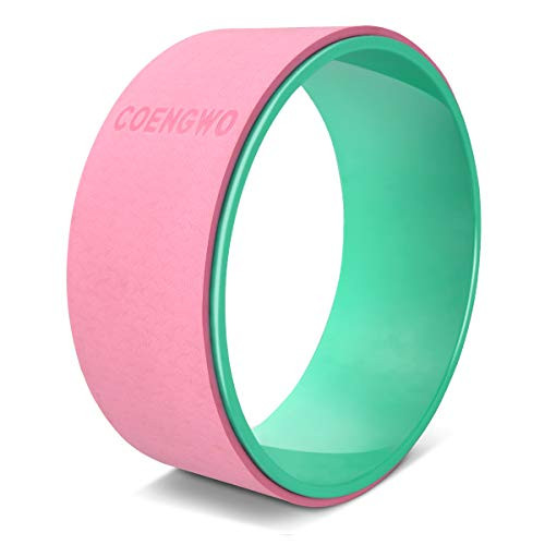 COENGWO Yoga Wheel Dharma Yoga Back Wheel 13 Inch Stretching Wheel for Back Pain Relief Pink