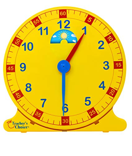 Learn How to Tell Time Teaching Clock  Large 12" Classroom Demonstration Night and Day Learning Clock