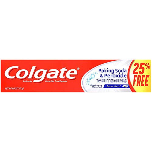 Colgate Fluoride Toothpaste with Baking Soda  Peroxide Whitening Brisk Mint Paste  TWO 5 0 oz