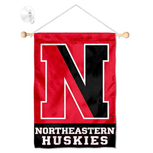 College Flags  Banners Co  Northeastern Huskies Window Wall Banner Hanging Flag with Suction Cup